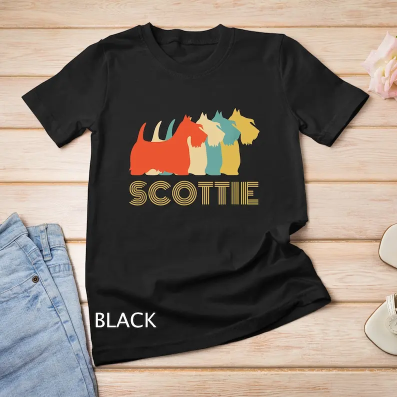 

Scottie Scottish Terrier Dog Breed Vintage Look Silhouette T-Shirt