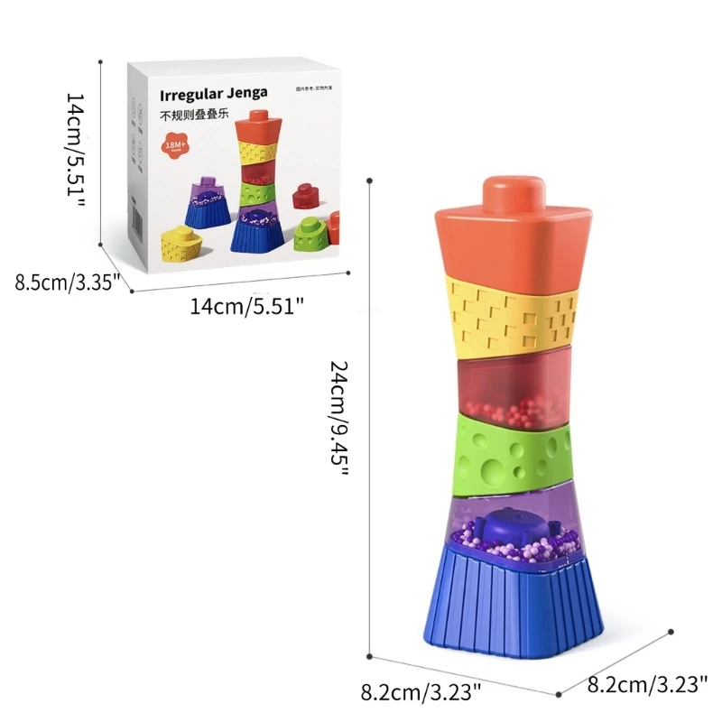 딸랑이 불규칙한 빌딩 블록 조기 교육 장난감이 있는 어린이 스태킹 장난감