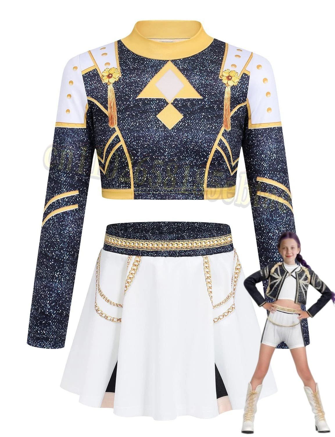 

Girls Kids 3D Print Huntrix Rumi Mira Zoey Cosplay Black Stage Costume Set Kpop Demon Hunters Suit Child Halloween Party Outfit