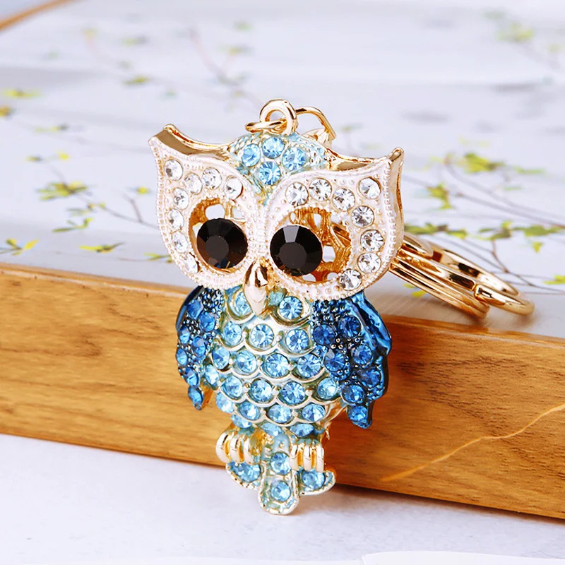 Fashion Owl Keychain Charm Animal Pendant Jewelry Handbag Purse Bag Key Ring Women Ornament Car Key Chain Gift 3 Color