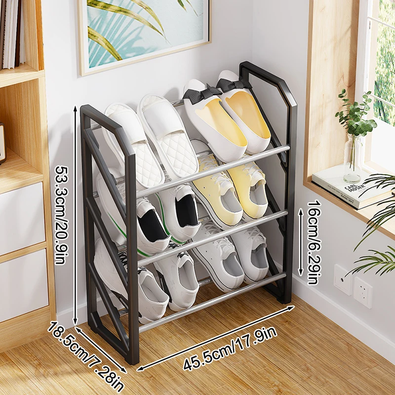 Creative Home Shoe Cabinet 3 Layer Assembly Bedroom Door Storage Rack Shoe Sorting And Storage Rack Household Products Shoe Box