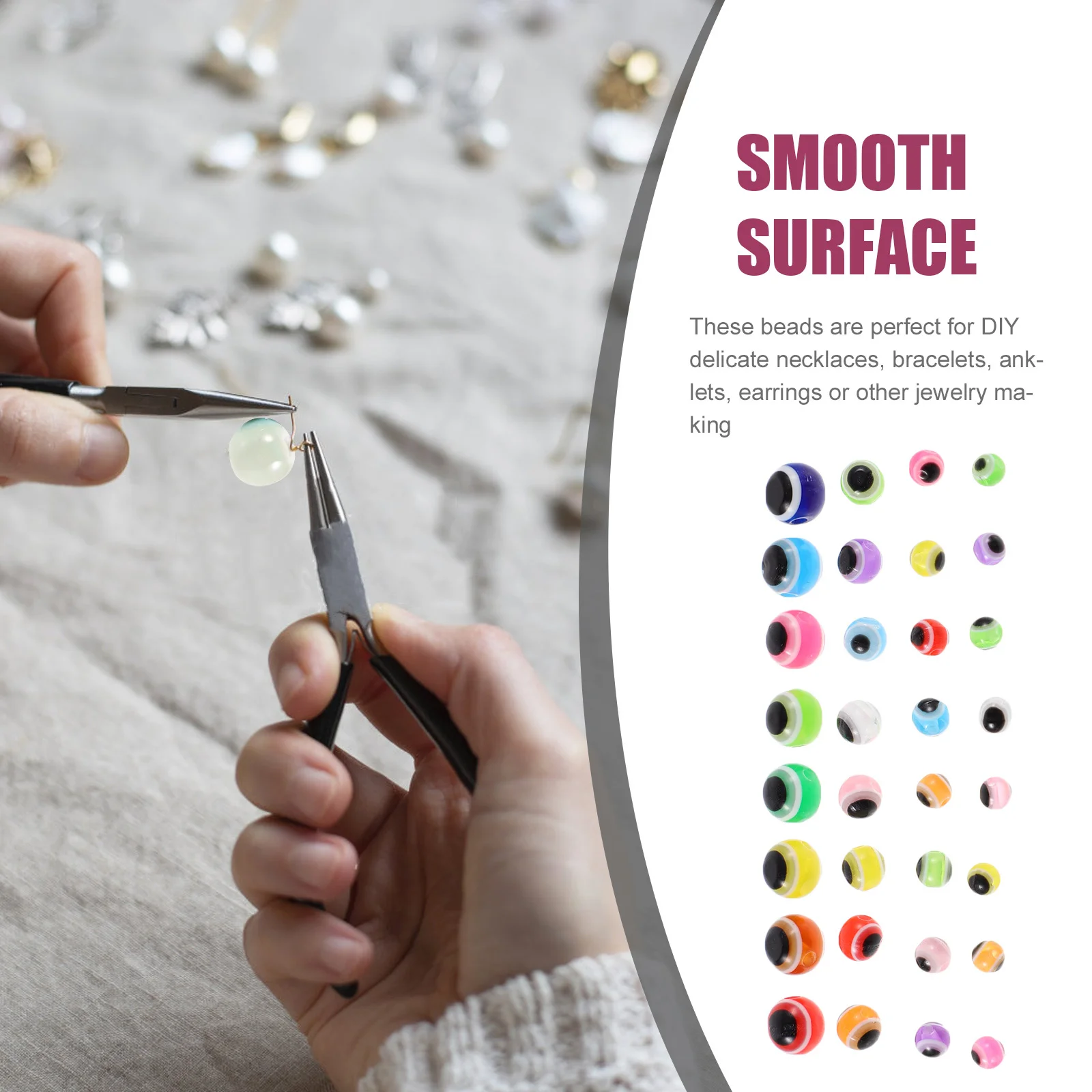 

100Pcs Evil Eye Beads Resin DIY Accessories Multi-Use Bracelet Necklace Jewelry Making Beads Craft Supply Craft Necklace Decor