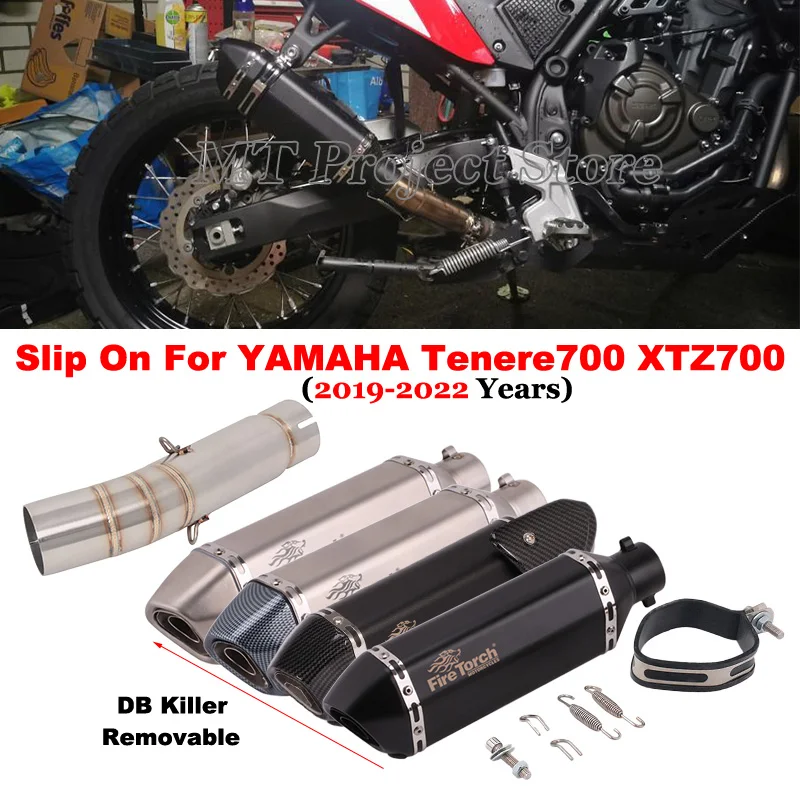 

Slip On For YAMAHA Tenere700 XTZ700 700 2019 2020 2022 2023 Motorcycle Exhaust Escape System Middle Link Pipe Muffler DB Killer