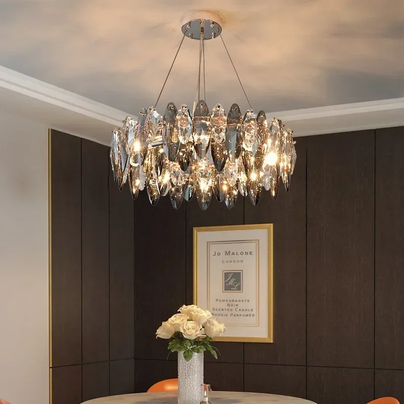 

New modern crystal chandelier for living room luxury home decor lighting fixtures round gold led cristal lamp lustre
