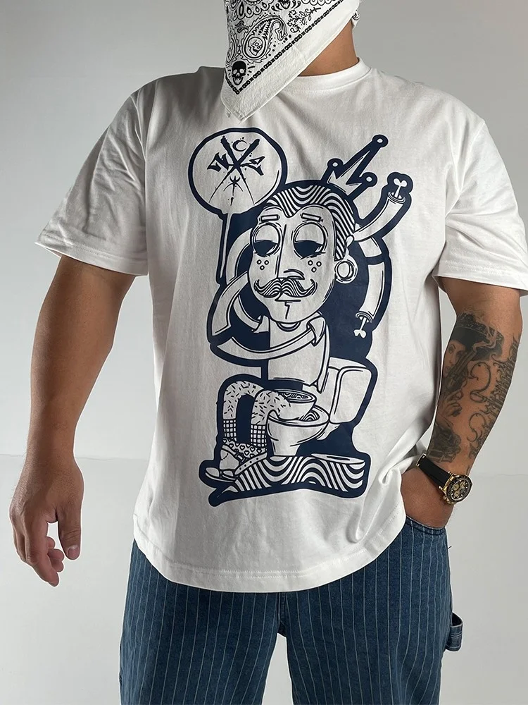 Nuclear Explosion Brand Casual Cotton T-Shirt Short Sleeve Printed Cartoon Humor Thin Loose Fit Summer Leisure Short Sleeve T...