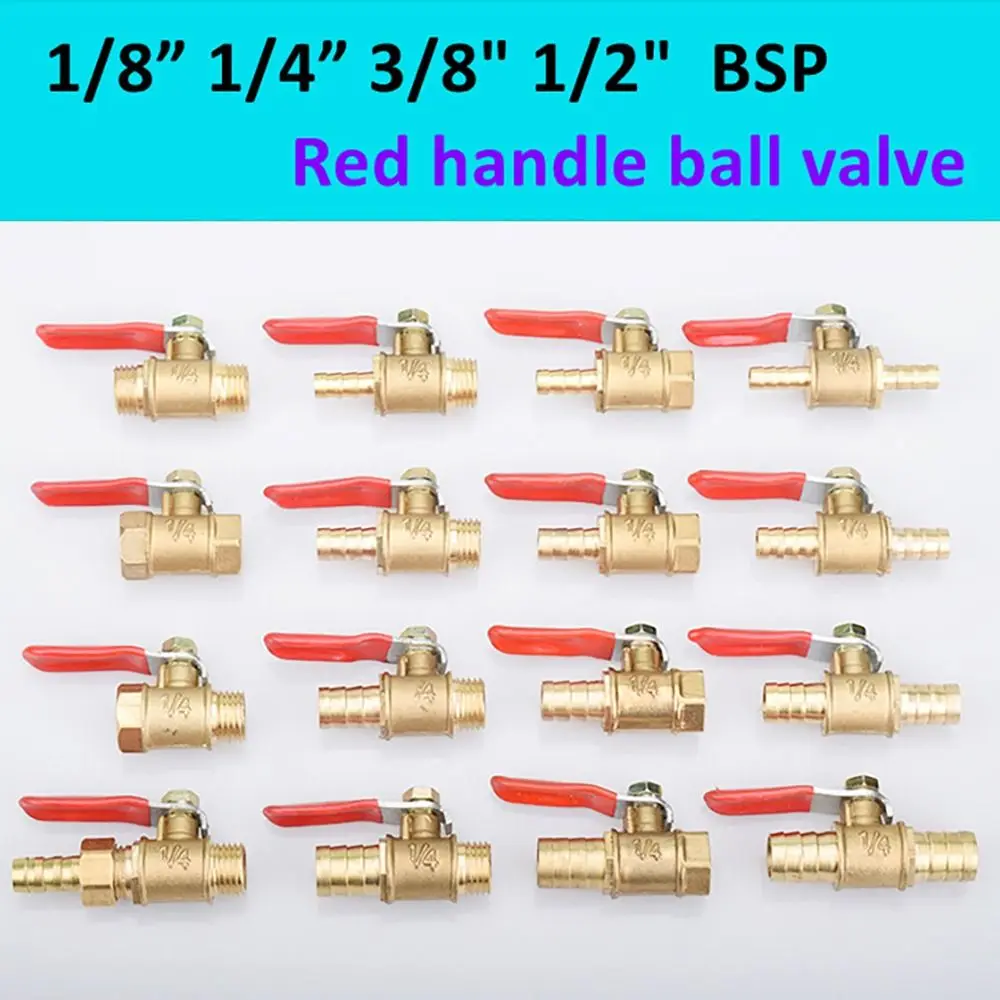 

Фитинги для труб, шаровой кран с красной ручкой, 1/8 дюйма, 1/2 дюйма, 1/4 дюйма, наружная резьба, пневматический Соединительный контроллер из латуни