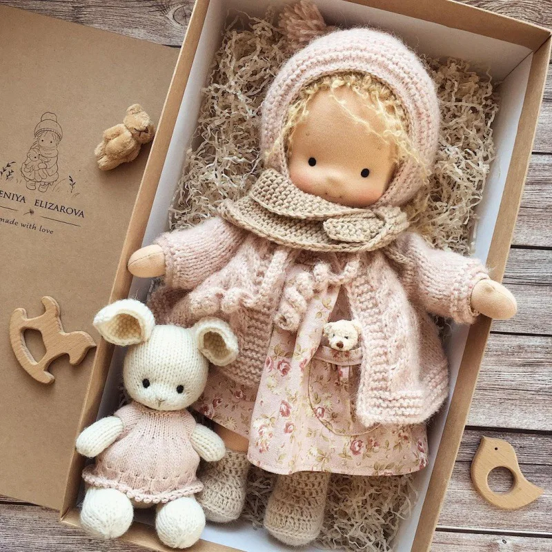 Soft Plush Toys Waldorf Handmade Stuffed Plush Doll Cute Cotton Fabricchanging Box Packaging Dolls Best Children Birthday Gifts