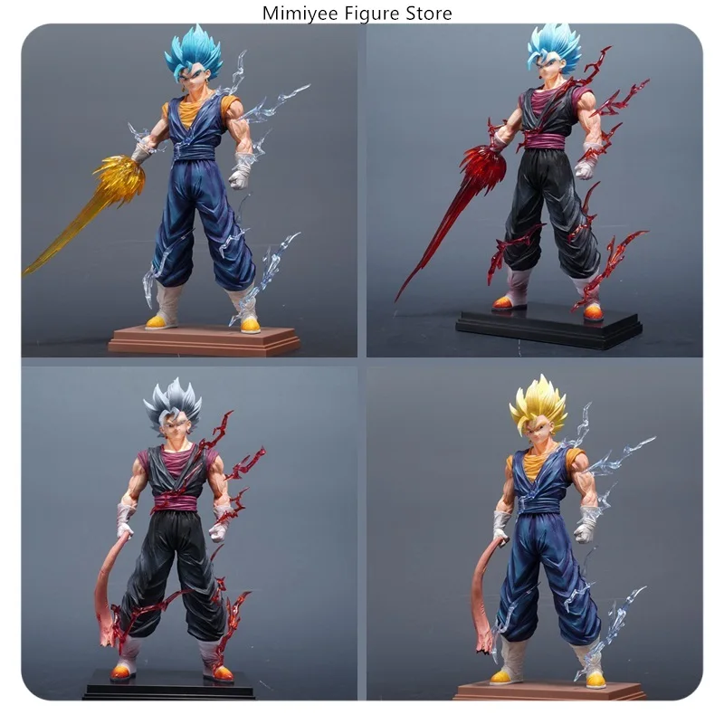 

32cm Dragon Ball Vegito Three Head Sculpture Standing Pose Battle Scene Statue Anime Figure Model