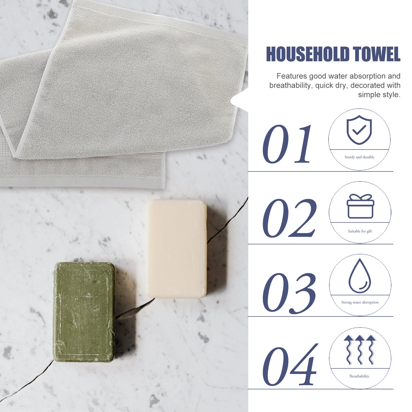 

Thickened Absorbent Cotton Towel Soft Bath Washcloth For Bathroom Spa Skin-Friendly Quick-Dry Home Gym Yoga Travel