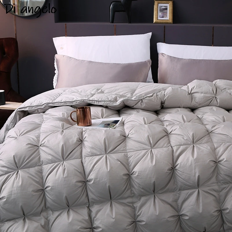 

Goose Down Comforter, Gray Color, Twisted Flower, King, Queen, Full, Twin Size, Thick, Quilted, Stitching, Solid Color, New, # s