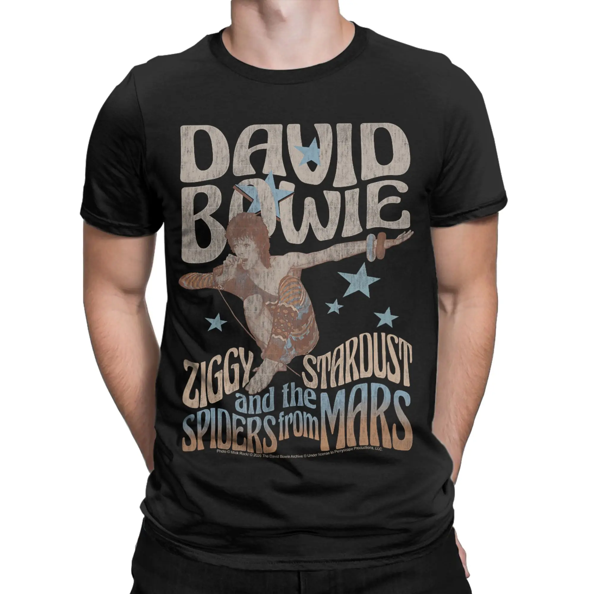 David Bowie Ziggy Stardust and The Spiders from Mars T Shirt Men Round Collar  Tees Short Sleeve Clothes Plus Size