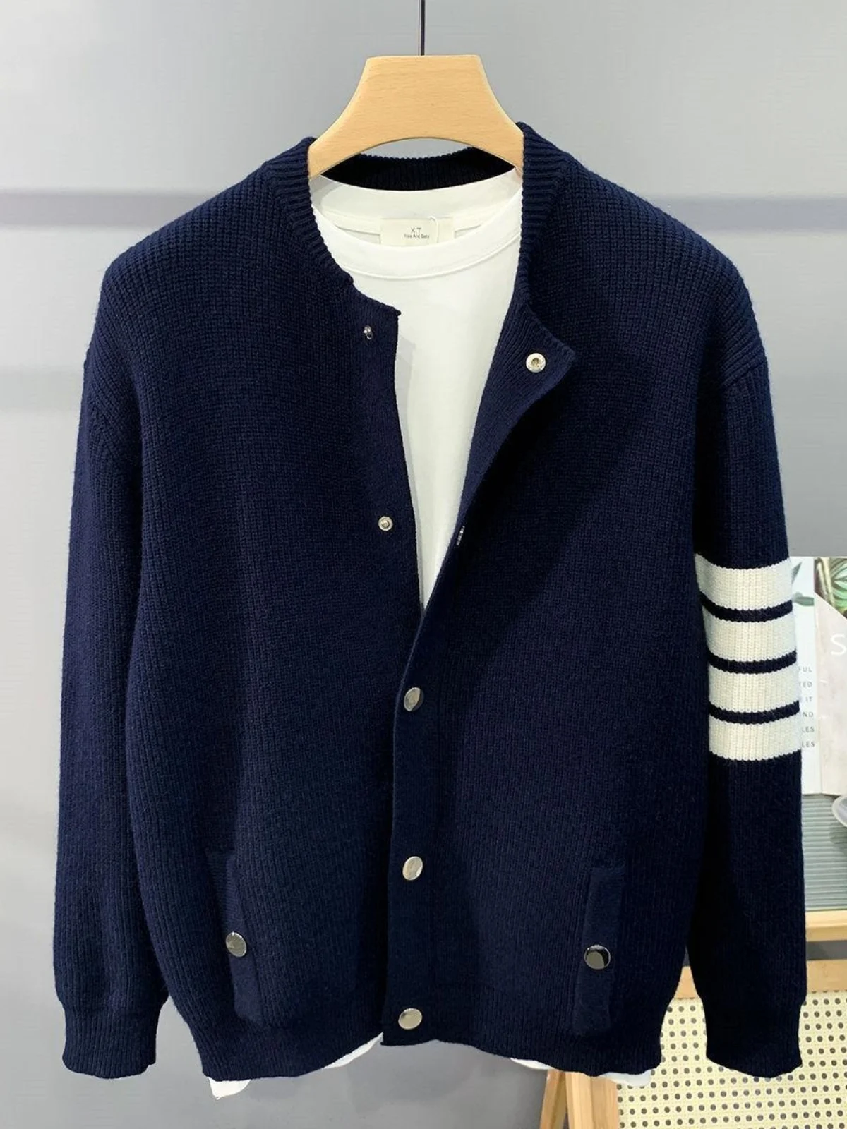 

Осень-зима 202, новый вязаный открытый кардиган Jaet, мужской модный брендовый свитер в полоску Jaet, элитный американский шерстяной ретро-кардиган