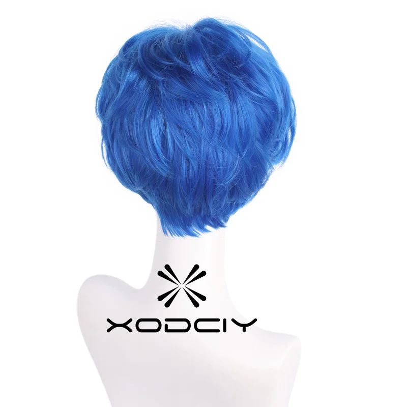Inside Out 2 Disgust Joy Pixie peluca azul peluca de pelo sintético corto peluca de disfraz Pixie