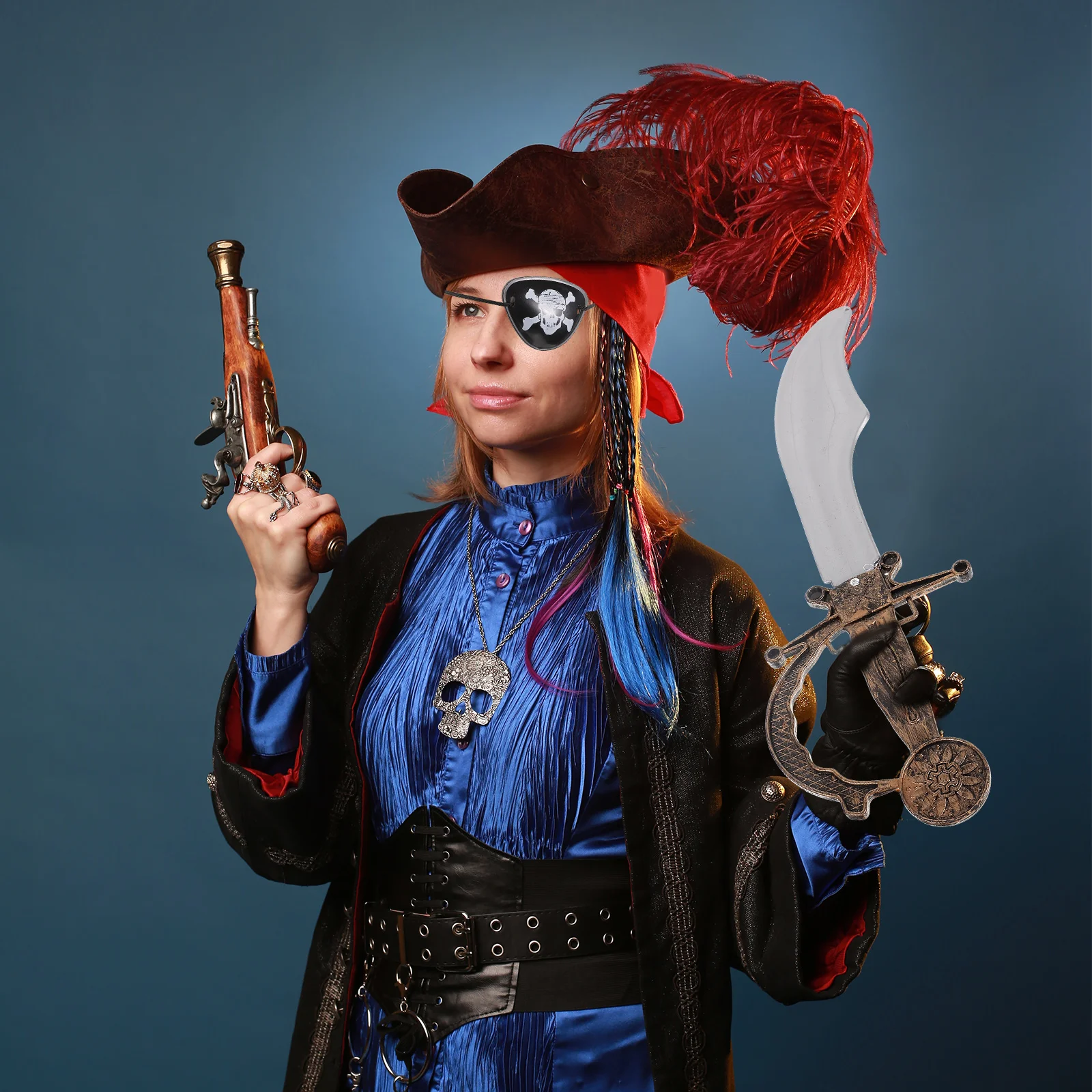 

1 комплект, 1 комплект, телескоп с крючком и повязкой на глаза, костюм для косплея, комплект для Хэллоуина, реквизит для фотосессии, пиратская вечеринка, косплей, пират