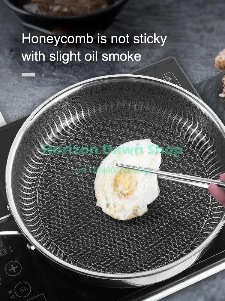 full body three-layer stainless steel 316 double-sided honeycomb frying pan
