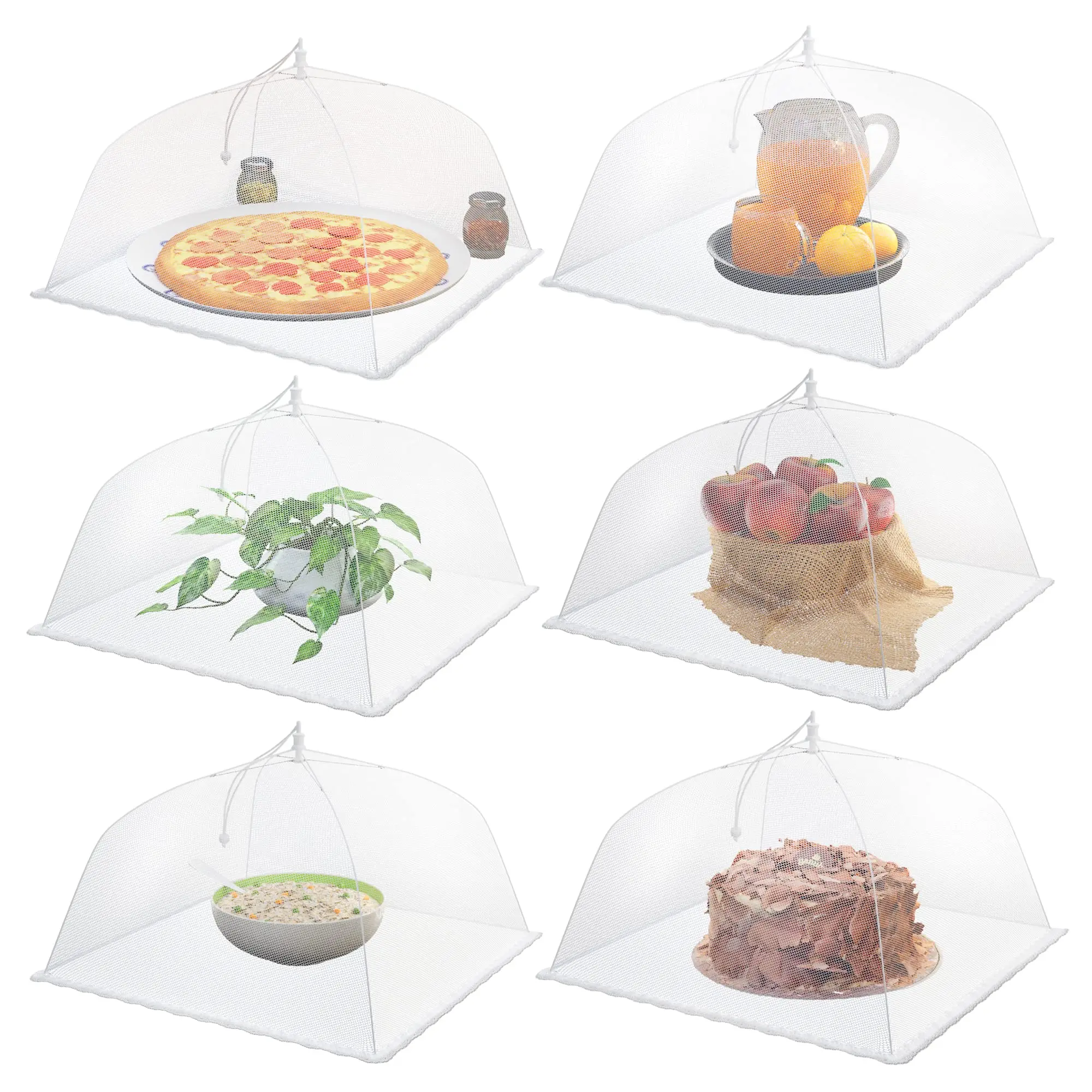 Food Covers 17 Inch Pop-Up Encrypted Mesh Plate Serving Tents, Fine Net Screen Umbrella for Outdoors, Parties, Picnics, BBQs