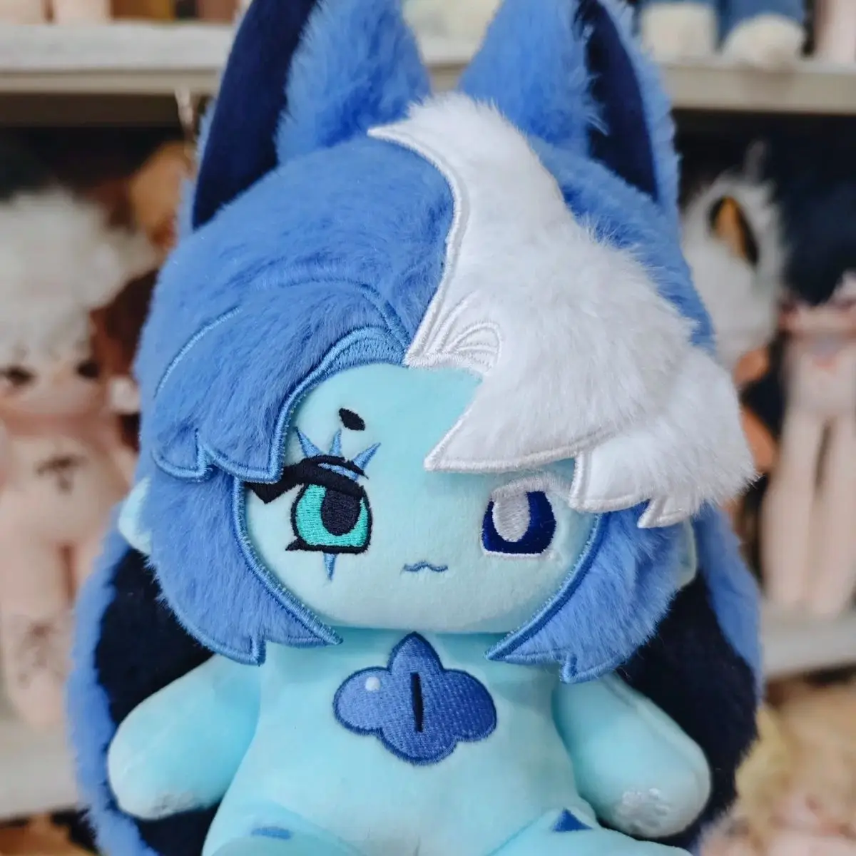 لعبة لطيف الأزرق الحيوان الوحش 20 سنتيمتر الكرتون الشكل أفخم دمية القطن الجسم تأثيري فستان بلوشي وسادة محشوة اللعب