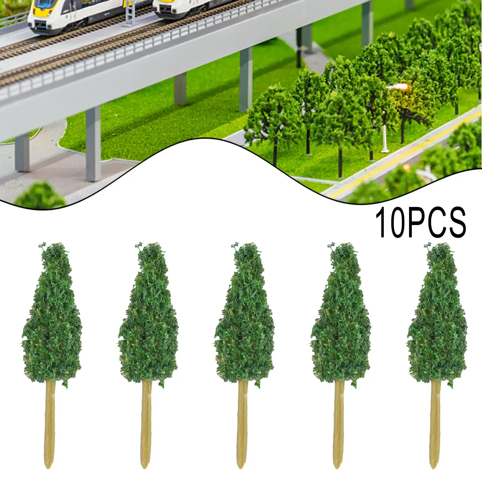 10pcs Model Pine Trees 1:25 Model Train Railway Building Model Tree  65mm 3 Different Green For OO Gauge 3D Landscape Tree Model