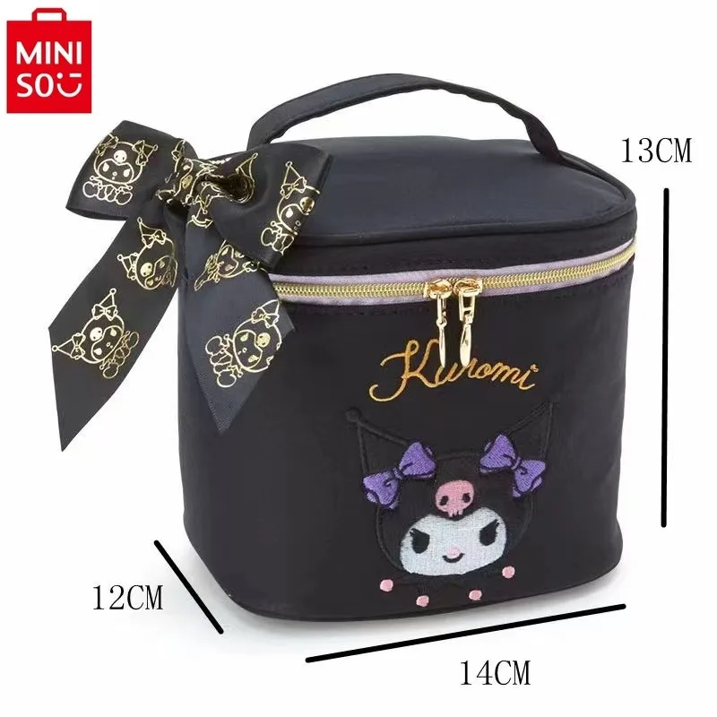 MINISO Sanrio Cartoon Hello Kitty Kuromi PU Large Capacity Multi functional Cute Girl Makeup Storage Sweet and Fresh Wash Bag