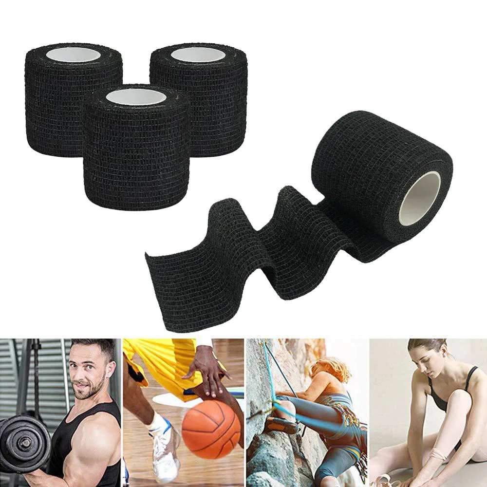 6/12/24 pcs Black Sports Self-adhesive Bandage Gauze Breathable Elastic Bandage To Fix Fingers Wrists Tape Knee Tape Aid Kit