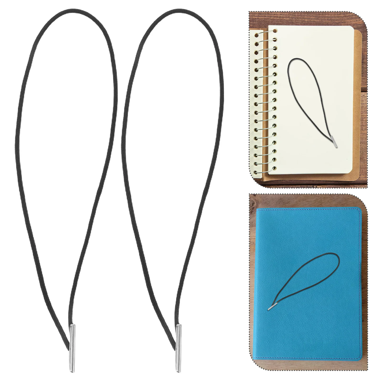 

100pcs Elastic 1.5Mm 4.9" With Metal Fastener Stretchable Rope For Book Binding Menu Badge Craft Diy Projects Elastic Band For