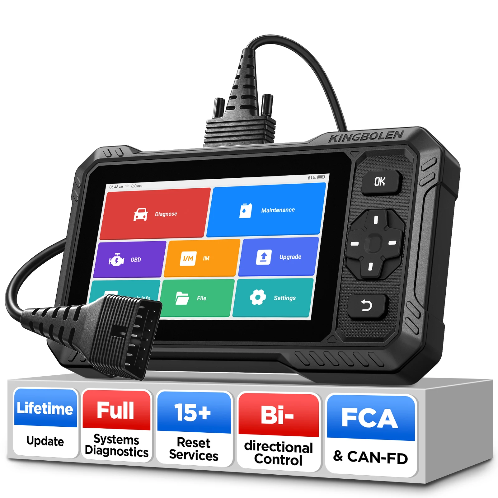 Image of KINGBOLEN S6 Elite Kfz-Diagnosewerkzeuge, unterstützt CANFD-Protokolle, bidirektionales Scan-Tool, Vollsystem-Scanner mit 15 Reset-Diensten, Auto-VIN-Scan, lebenslanges kostenloses Update.