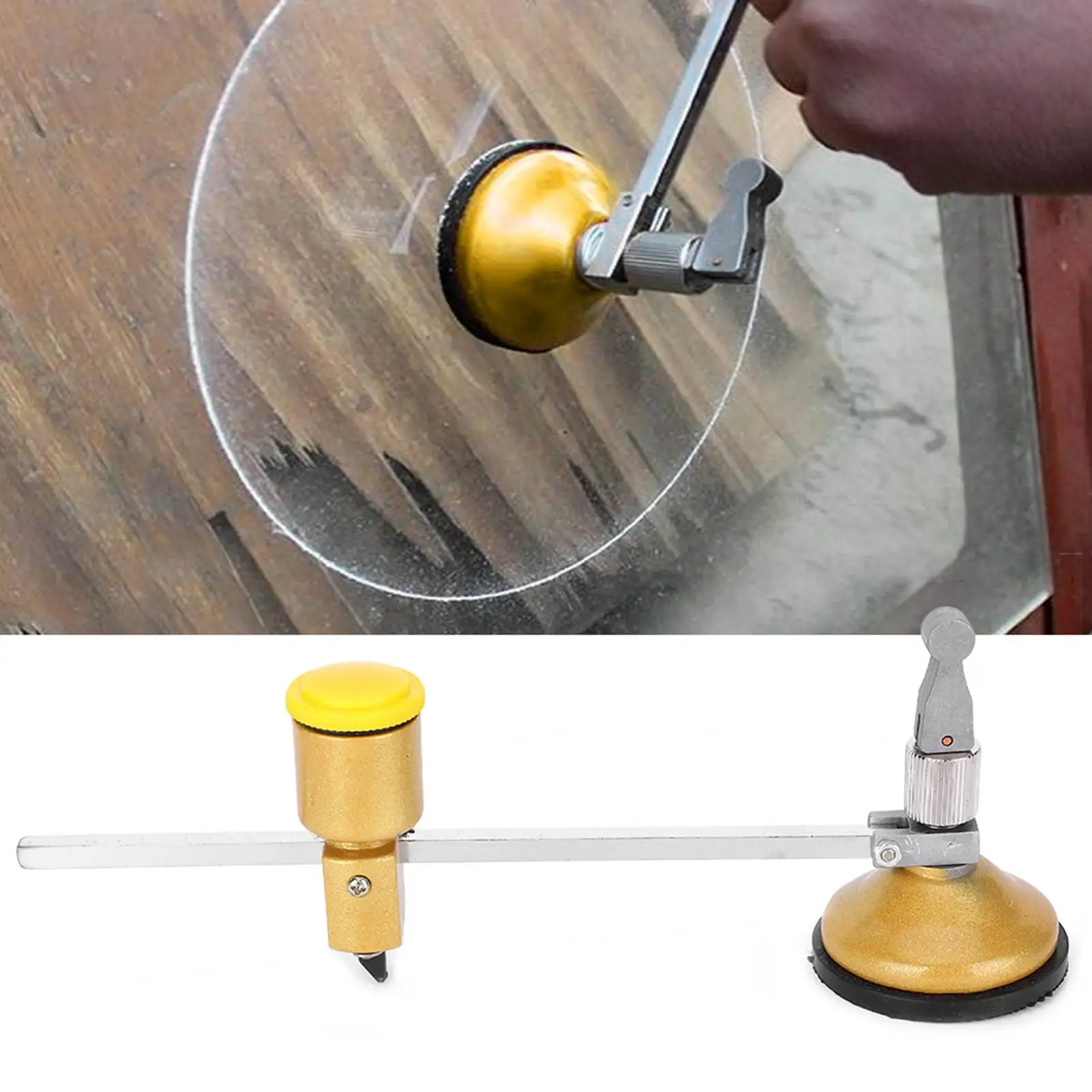 Professional Glass Cutter Round Cutting Tool With Round Handle And Suction Cup Adjustment Compass Type Glass Circular Cutter