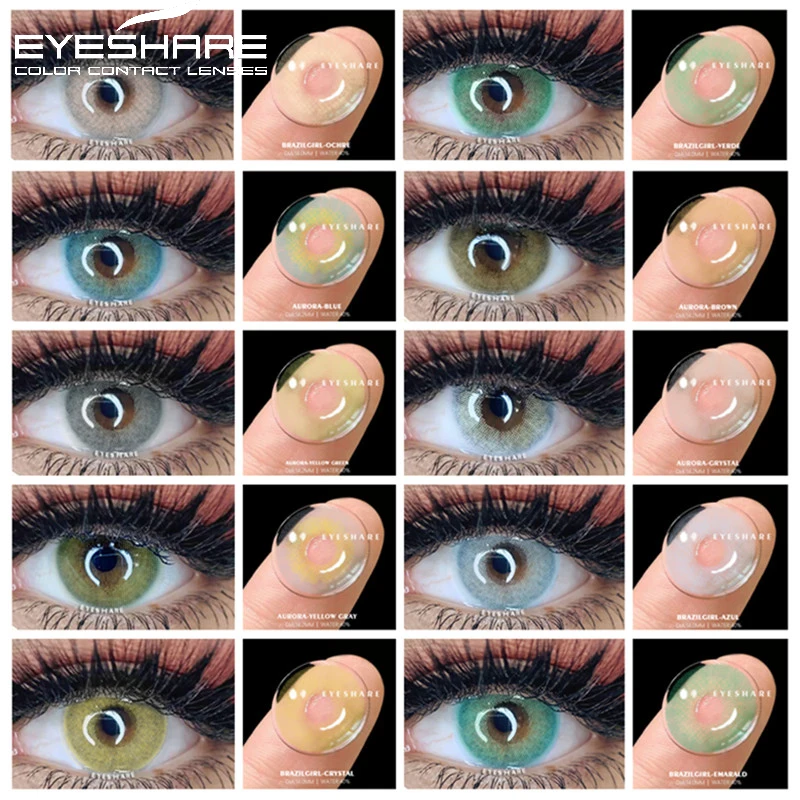 EYESHARE Colored Contact Lenses Eyes Natural 2pcs Cosmetic Blue Green Colored Contact Lens Beautiful Pupil Yearly Eye Color Lens