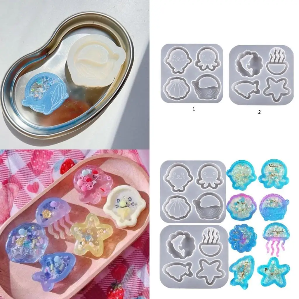 

31BB Marine Animals Silicone Mold Resin Shaker Mold DIY Pendant Keychain Jewelry Making Tools DIY Craft Supplies