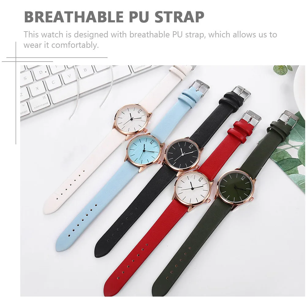 

Повседневные часы из искусственной кожи, женские кварцевые наручные часы, модный дышащий ремешок, прочный материал, стильный женский хронометр