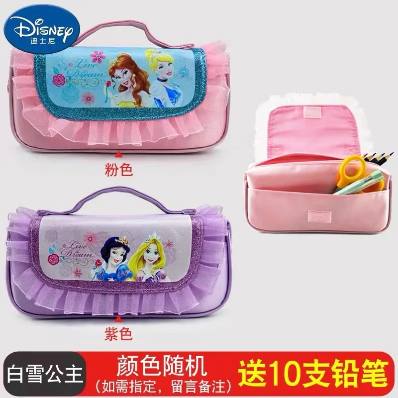 disney princess cartoon caixa de lapis aprendizagem papelaria criativo grande capacidade bolsa de armazenamento bonito bolsa escolar suprimentos presente 01