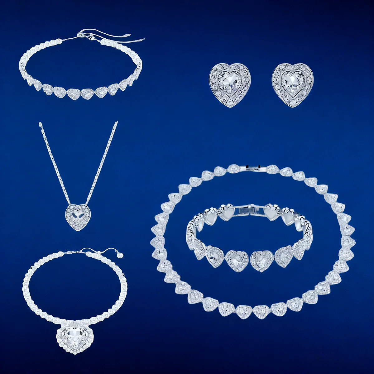 مجموعة مجوهرات فاخرة جديدة على شكل حب لعام 2025، قلادة قلادة، سوار أرنيل، ملابس يومية، أساسية للحفلات - هدية عيد ميلاد #1