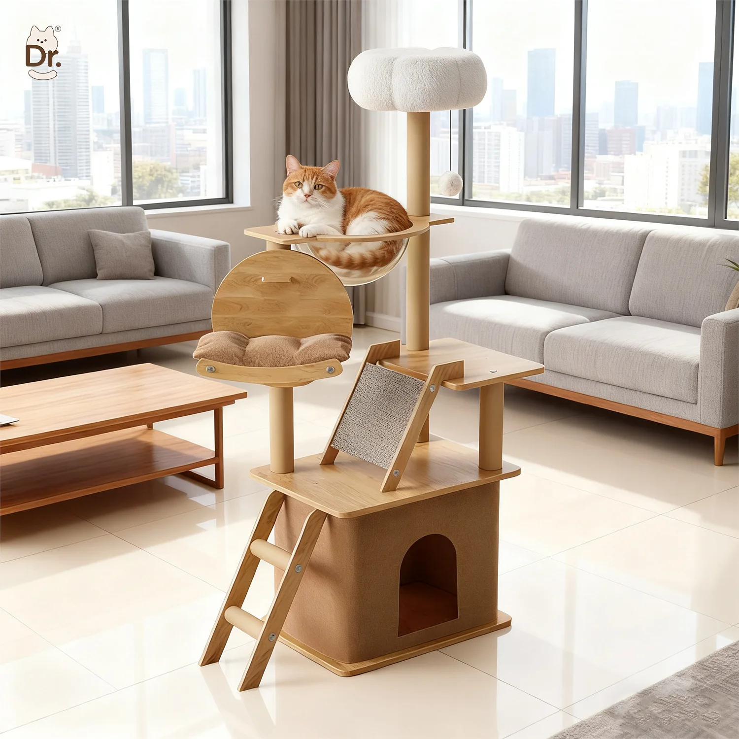 

Кошачий домик-капсула: игровой комплекс и лежанка для кошек, не занимающий много места