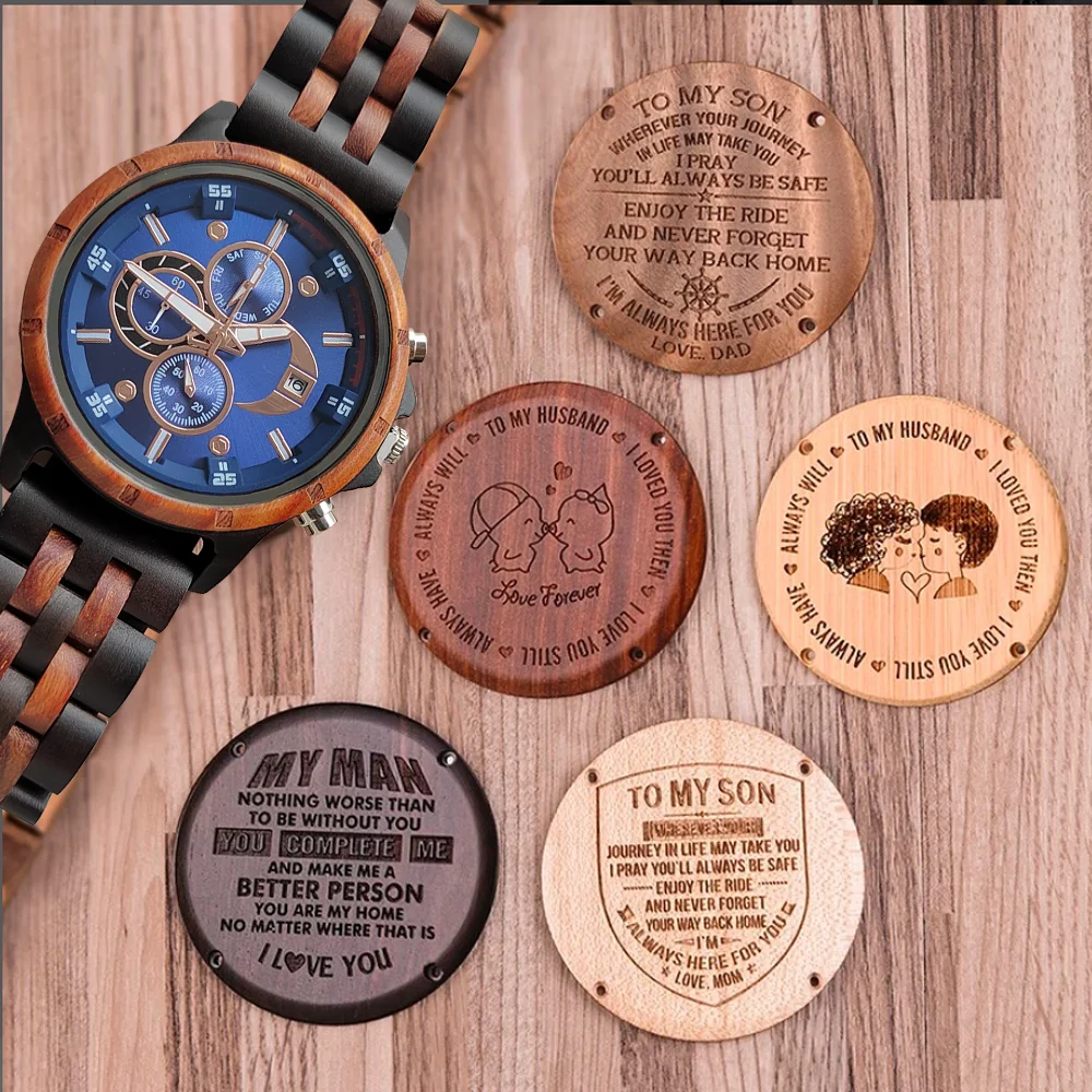 

Engraved Wooden Wrist Watch for Man Anniversary Wedding Day Gift For Husband Personalized Custom Wood Watch for Men Wooden Clock