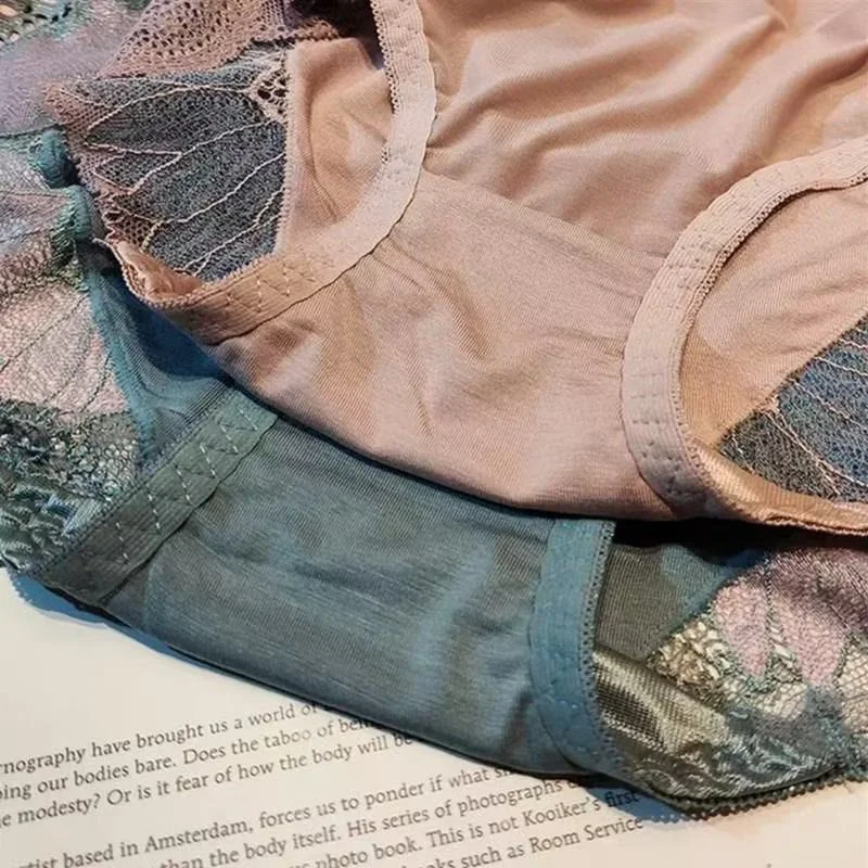 Plus Size Women's Panties High Waist High Elastic Lace Sexy Silk Comfortable Breathable Cotton Crotch Women's Triangle Comfort