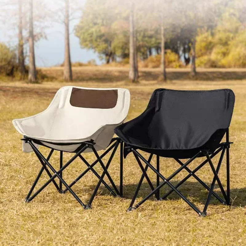 AOLIVIYA Moon Stool Fishing Low Back Thickened Portable Camping Chair Beach Picnic Chair Outdoor Garden Sun Folding