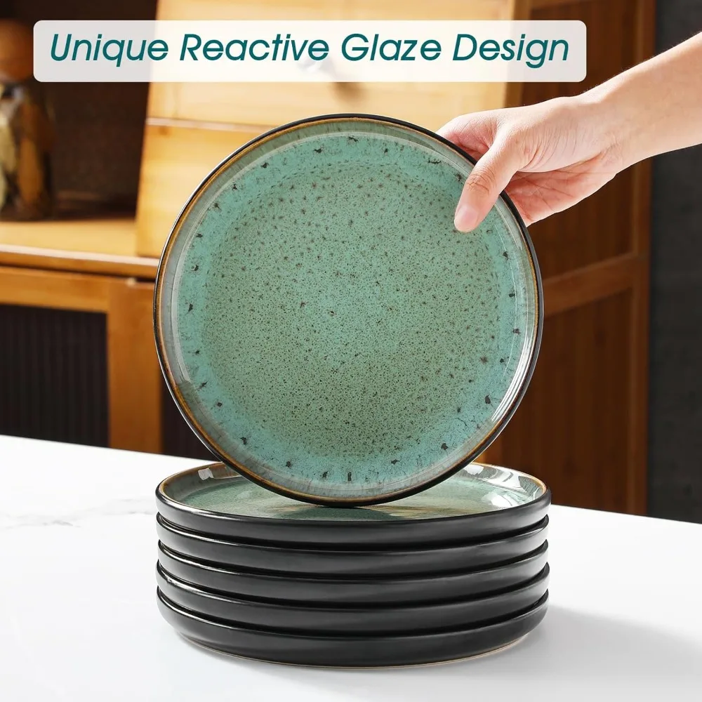 Stoneware Dinnerware Set for 6, 18-Piece Vancasso Plates and Bowls, Microwave and Dishwasher Safe Kitchenware