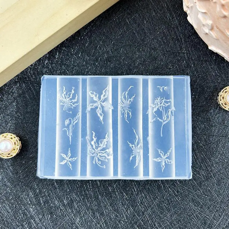 3D Silicone mold for Nail Art Lily Datura Flower Pattern 1Pcs 2Pcs Flexible Nail Decoration for Home Salon Use