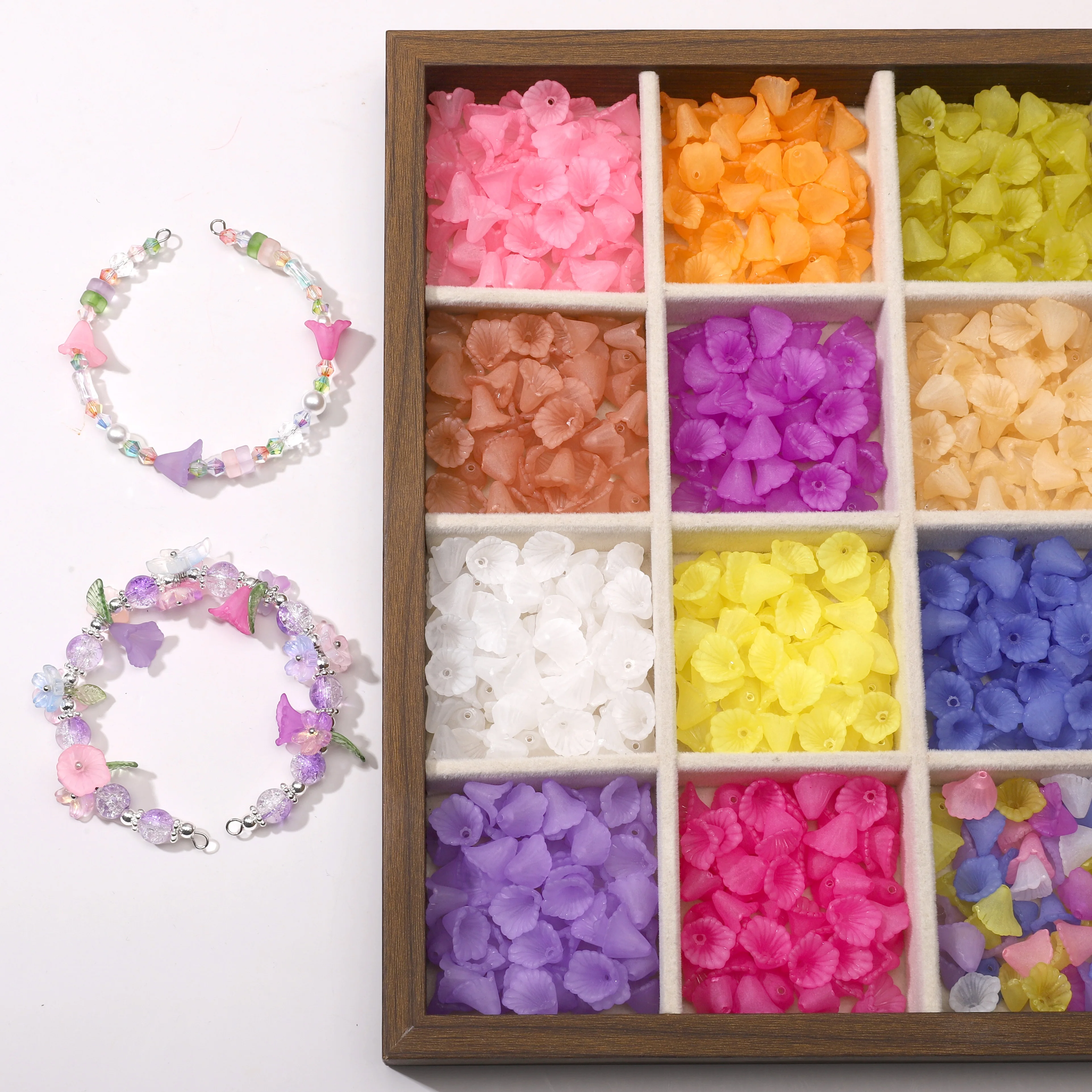 8.5x12mm Acrylic Frosted Beads 20pcs/bag Calla Lily Shape Loose Spacer Beads Approx 4.4g DIY Making Bracelet Necklace Materials