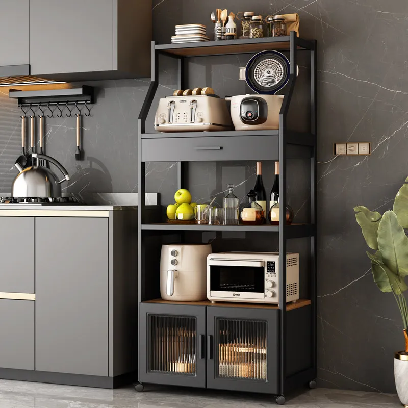 

Kitchen Shelf Floor-to-ceiling Multi-layer Microwave Storage Cabinet