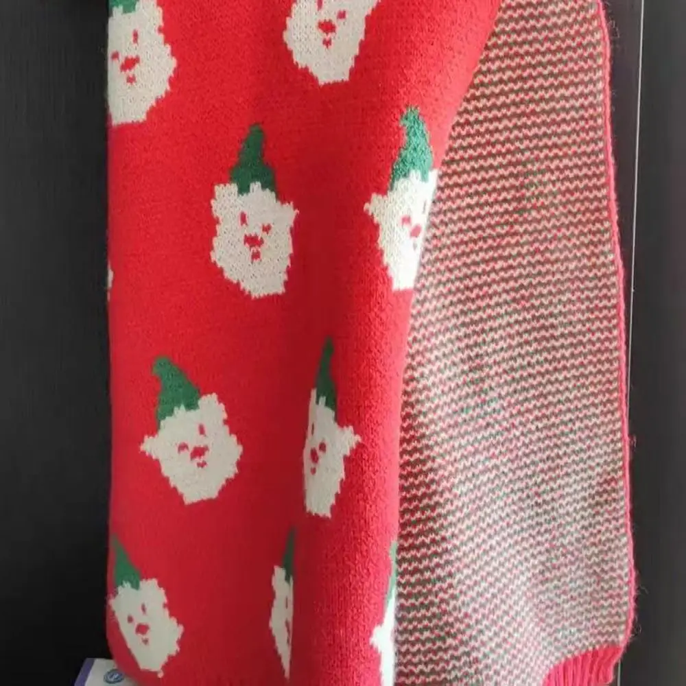 Casual Weihnachten Baum Jacquard Weihnachten Frauen Schal Santa Claus Warm Halten Gestrickte Schal Winter Gestrickte Schals Liebhaber Geschenk