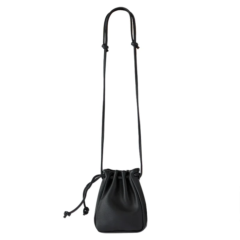 

Fashion Drawstring Mini Cell Phone Bag Simple Cute Bucket Bag Student Shoulder Crossbody Bag