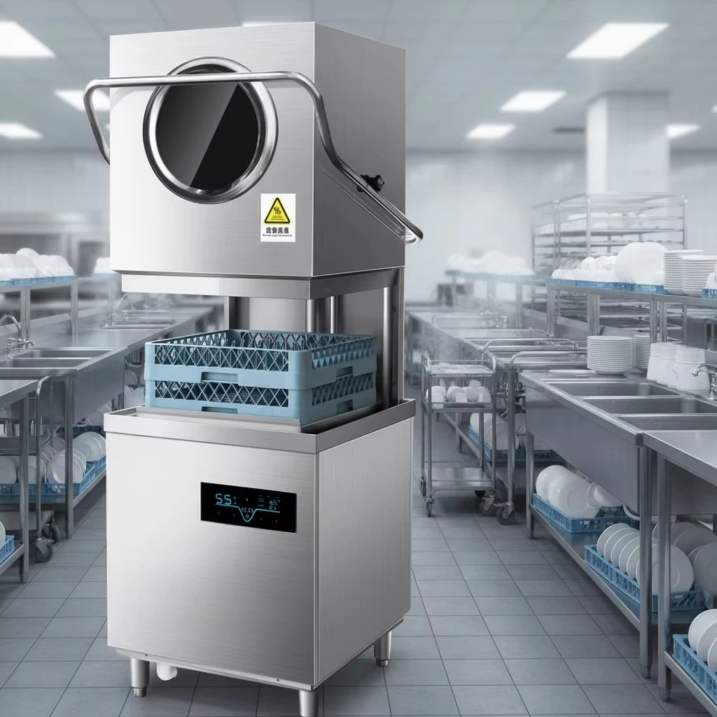304 stainless steel commercial dishwasher high temperature steam disinfection hot air drying waterproof 12.8kW power