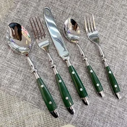 3pcs/5pcs Cutlery Set Stainless Steel Kitchen Utensils Sets Fork Spoons Knife Teaspoons Dinnerware Tableware Sets Wholesale