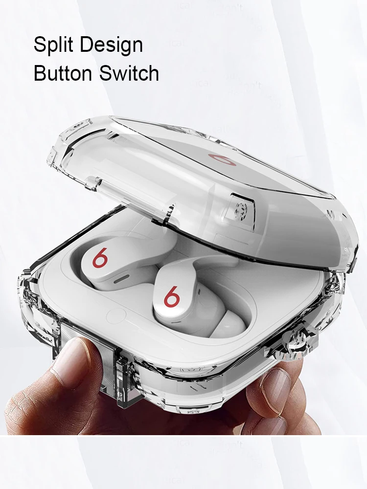 Transparente Cor TPU Hard Shell Case, All Inclusive Split Design, Fone de ouvido Compatível com Beats Fit Pro