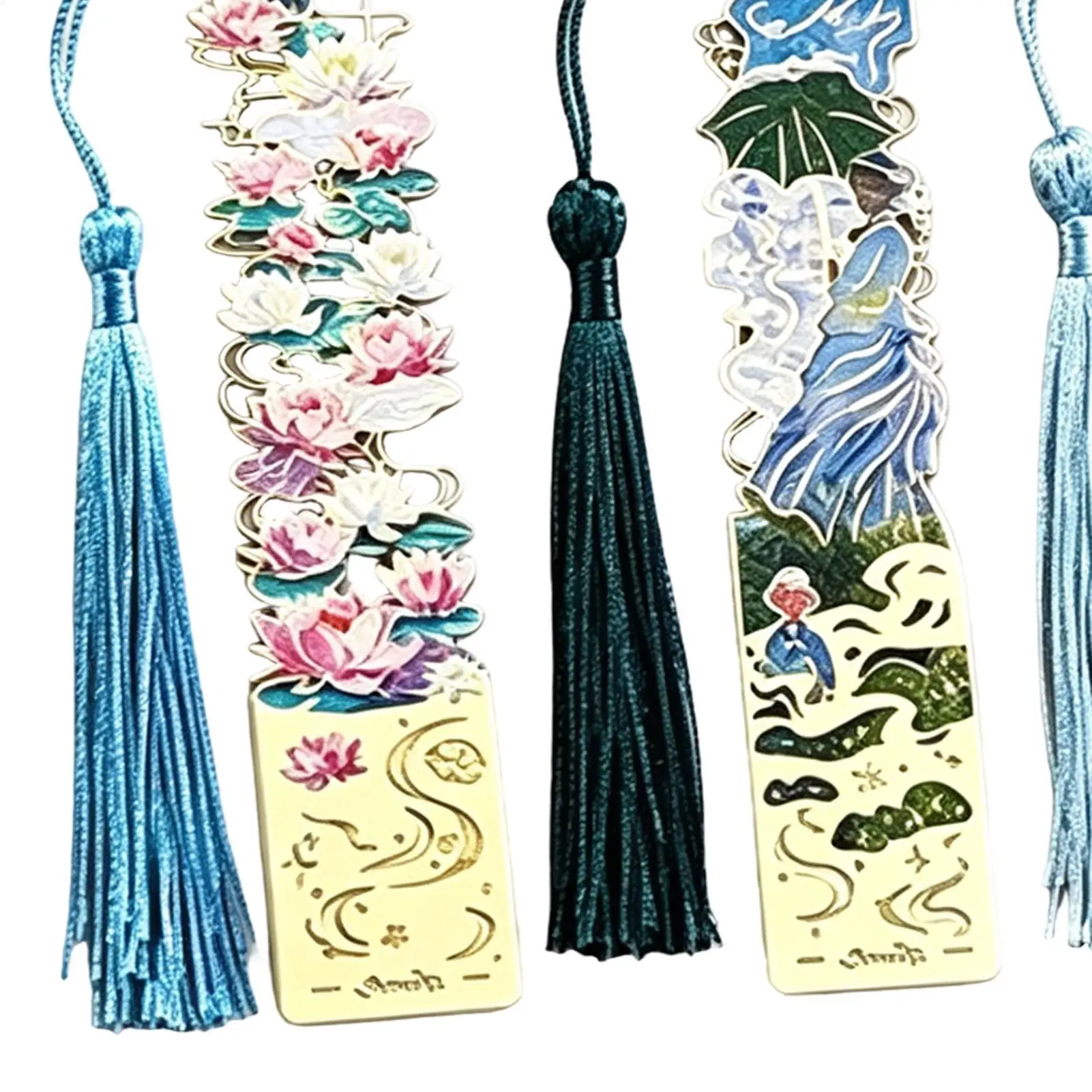 Metal Bookmark Artistic Tassel Hollow Vintage 4 Piece Iron Bookmarks Set For Women Girls Teens Classroom School Office Study