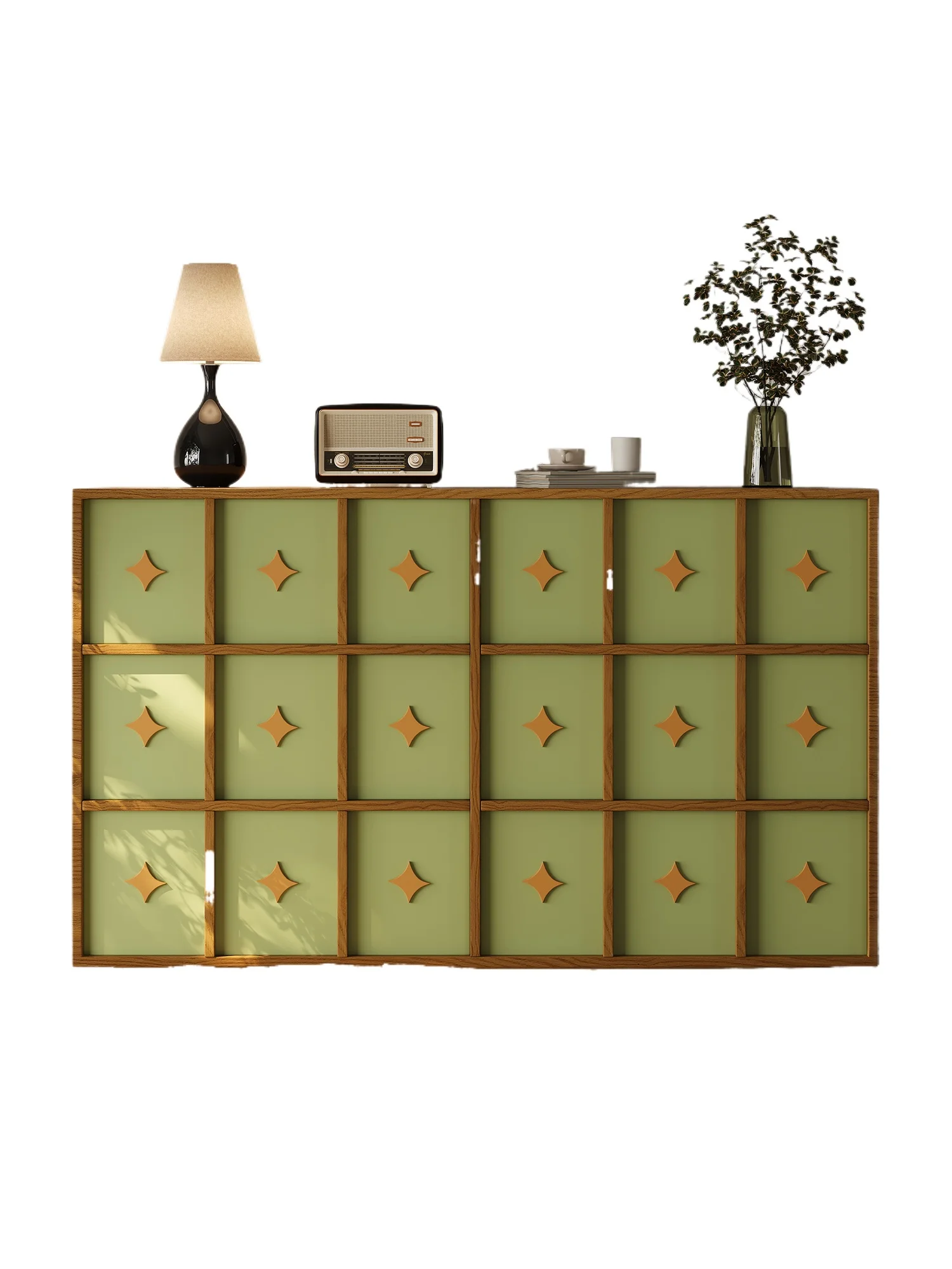 

Французский ретро-комод в стиле «допамин», зеленый, с шестью ящиками, для спальни, многоуровневый.