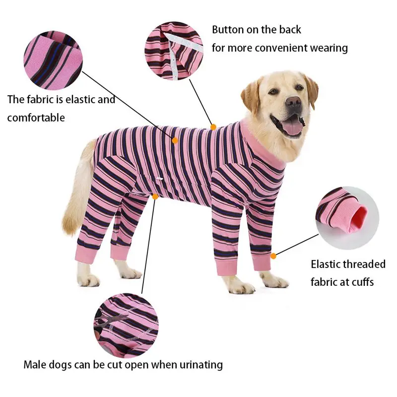 Dog Jumpsuit Full Cover Dog Recovery Suit After Surgery Anti Shedding Bodysuit Pet Claming Pajamas for Small Medium Large Dogs