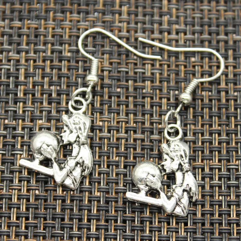 New Fashion Handmade Witch On Broomstick Halloween Fortune Teller Crystal Ball Pendants DIY Earrings For Women Party