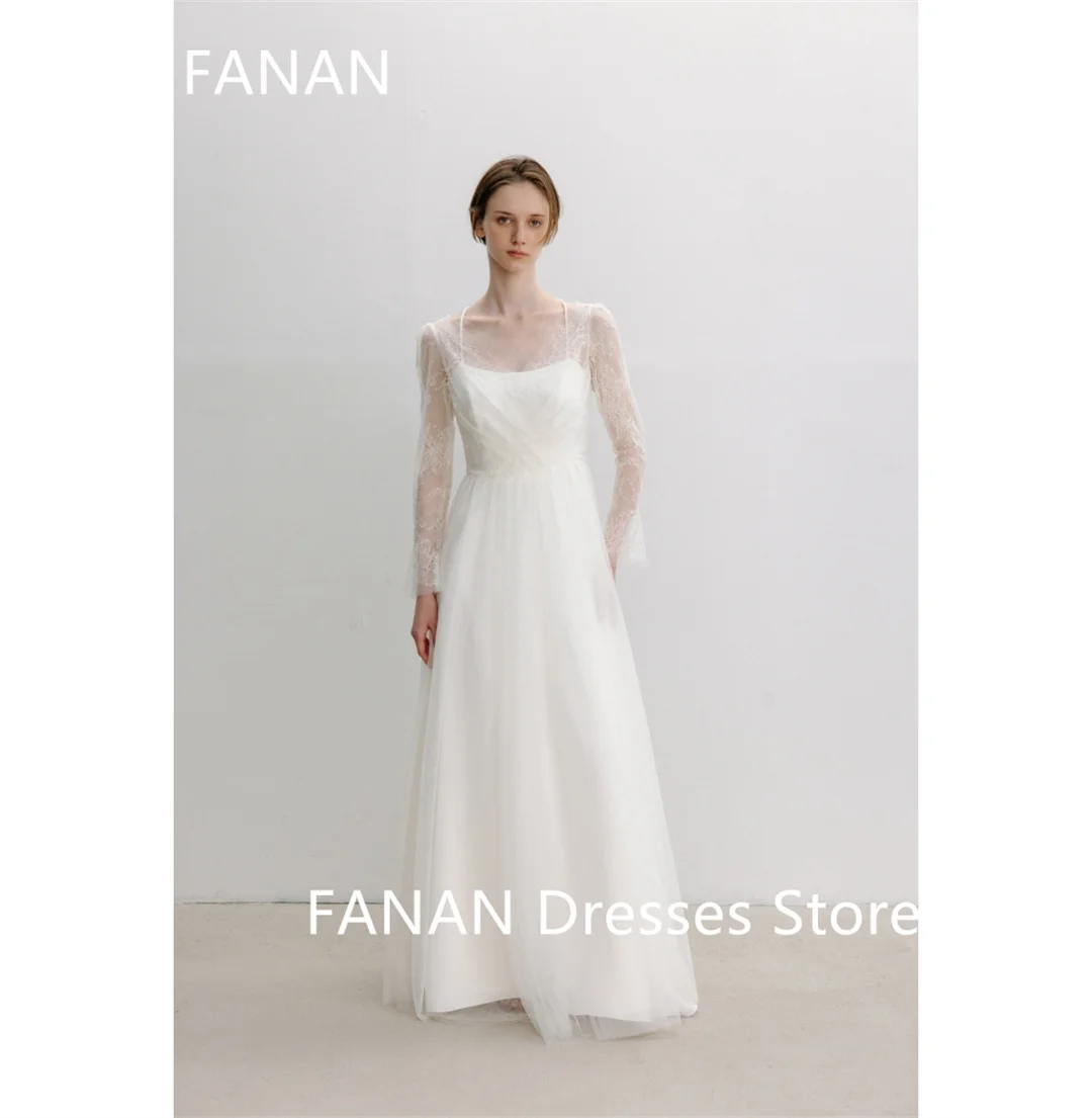 فستان زفاف عاجي من Fanan-V-Neckline ، مصنوع خصيصًا ، فساتين زفاف مكشكشة ، ثوب عاجي ، ساتان من قطعتين ، مكشكش ، مقاس كبير ، كوريا